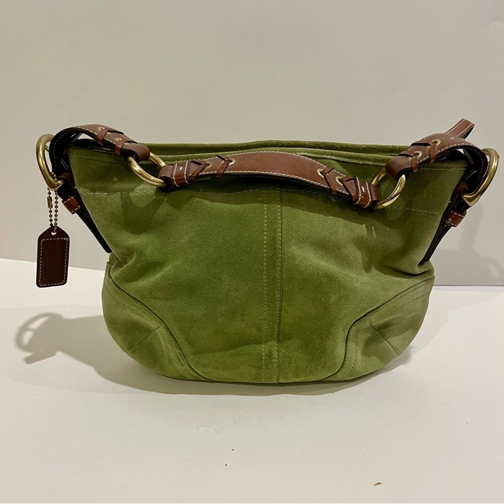 Coach Green Suede Shoulder Bag